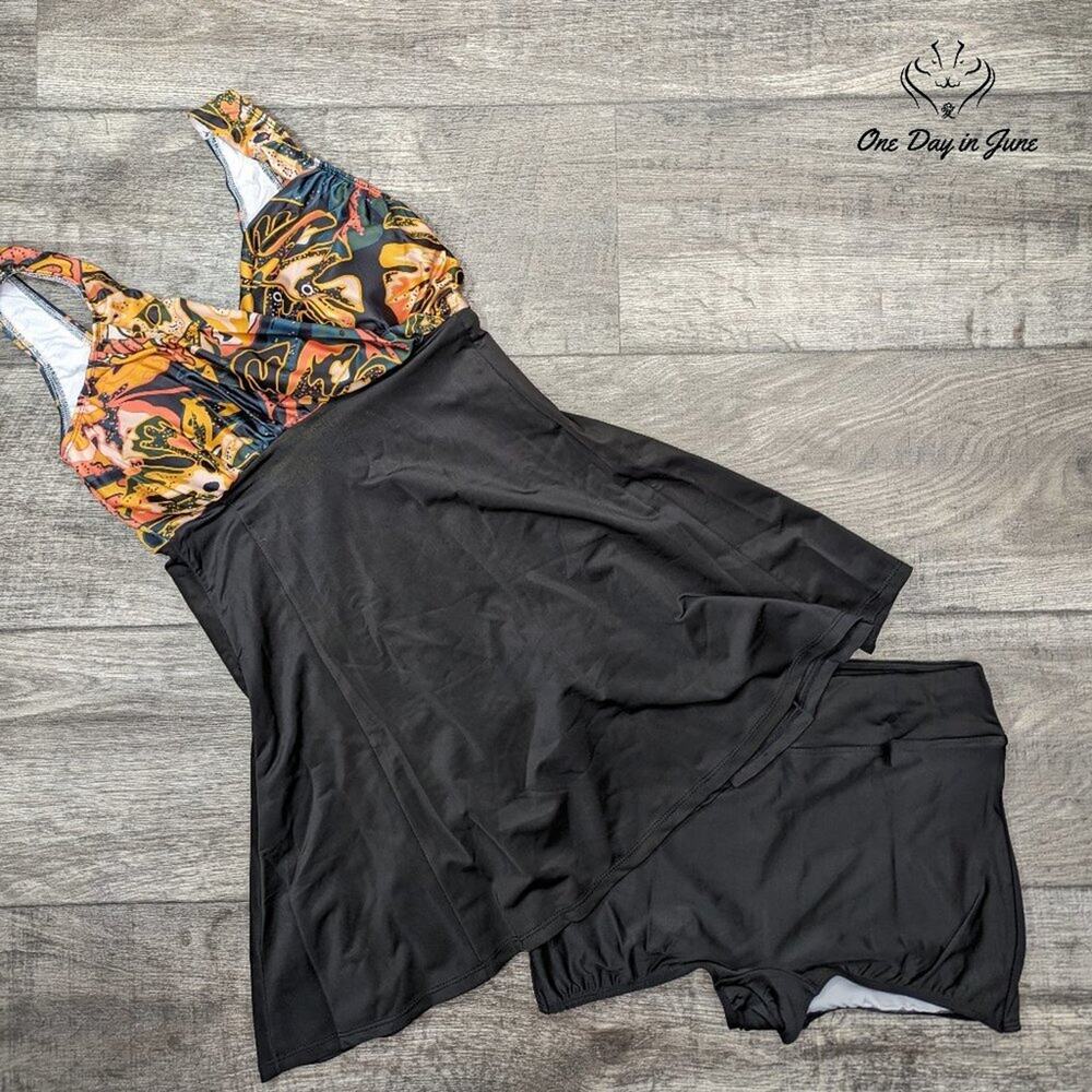 Coshom V Neck Boyshort Tankini Swimsuit Size S